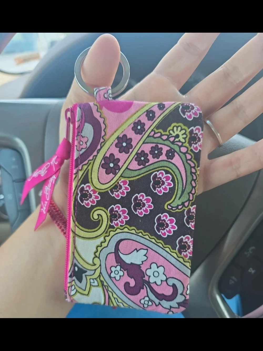 Vera Bradley Pink Paisley Floral Key Pouch